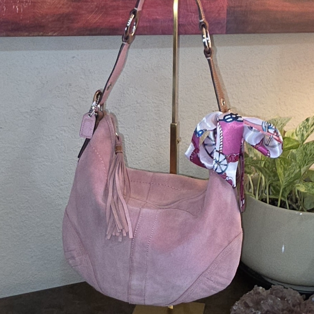 **SOLD**Vintage Coach Pink Suede Soho Hobo
